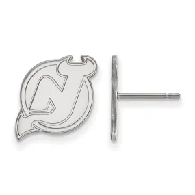 10k White Gold NHL New Jersey Devils Small Post Earrings