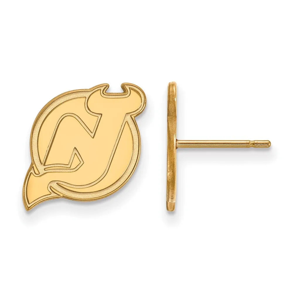 14k Yellow Gold NHL New Jersey Devils Small Post Earrings