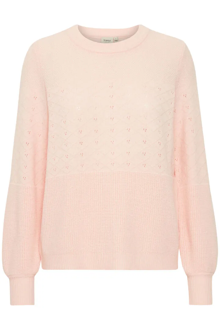 4175- Knitted Jumper- Beige- Pink