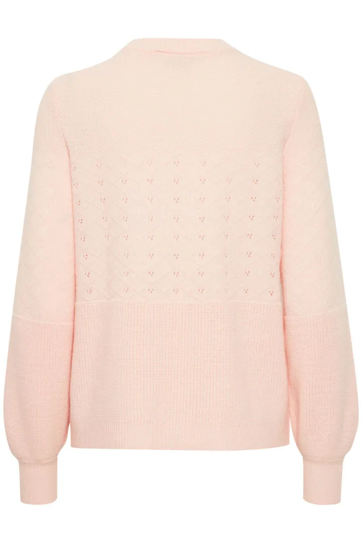 4175- Knitted Jumper- Beige- Pink