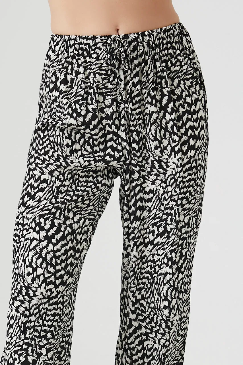 Abstract Print Drawstring Straight Leg Pant