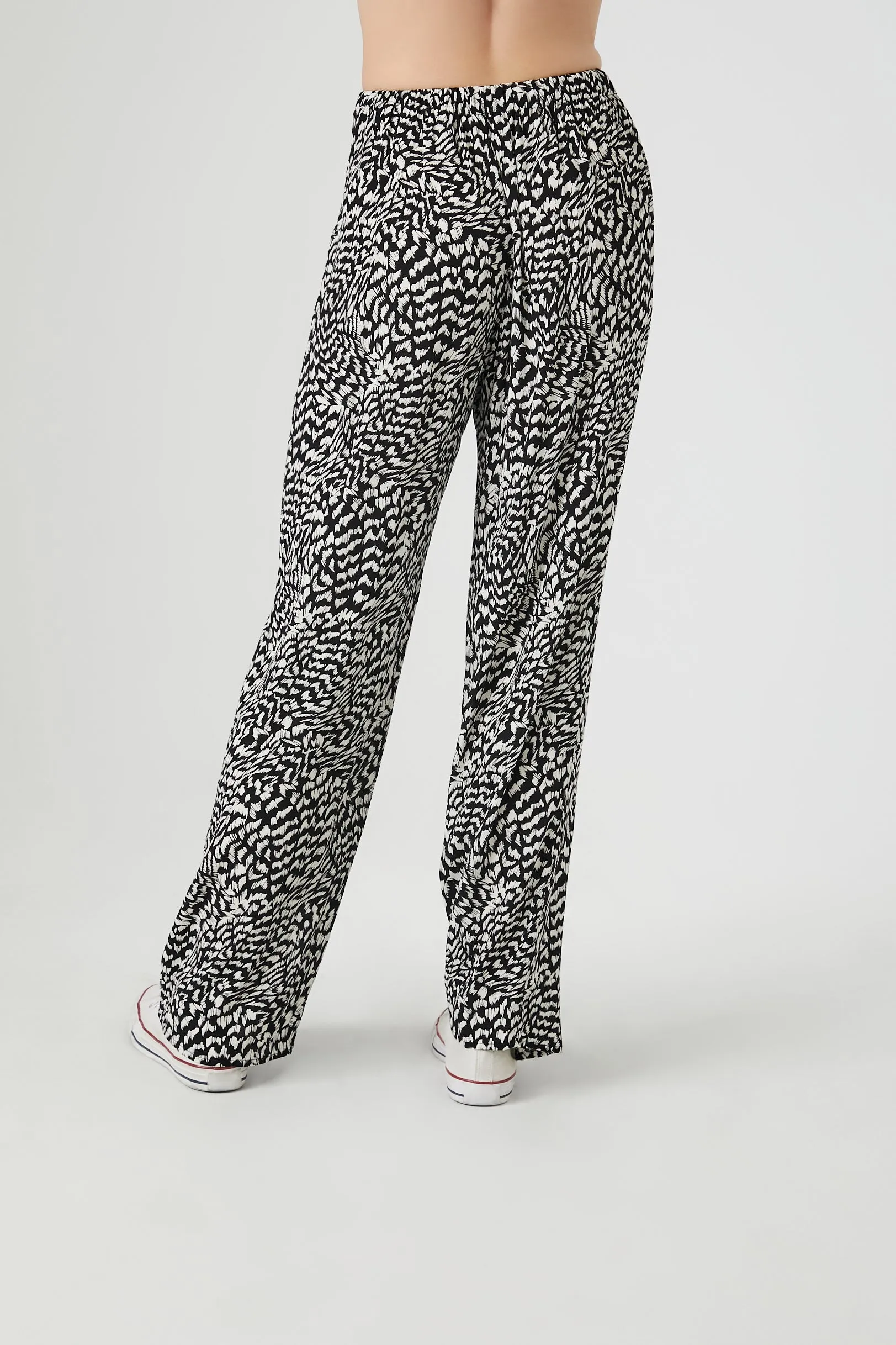 Abstract Print Drawstring Straight Leg Pant