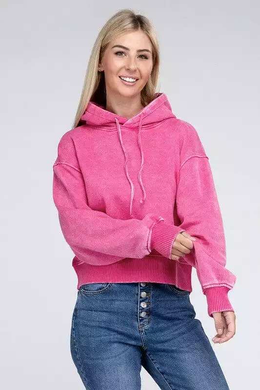 Acid Wash Fleece Hoodie