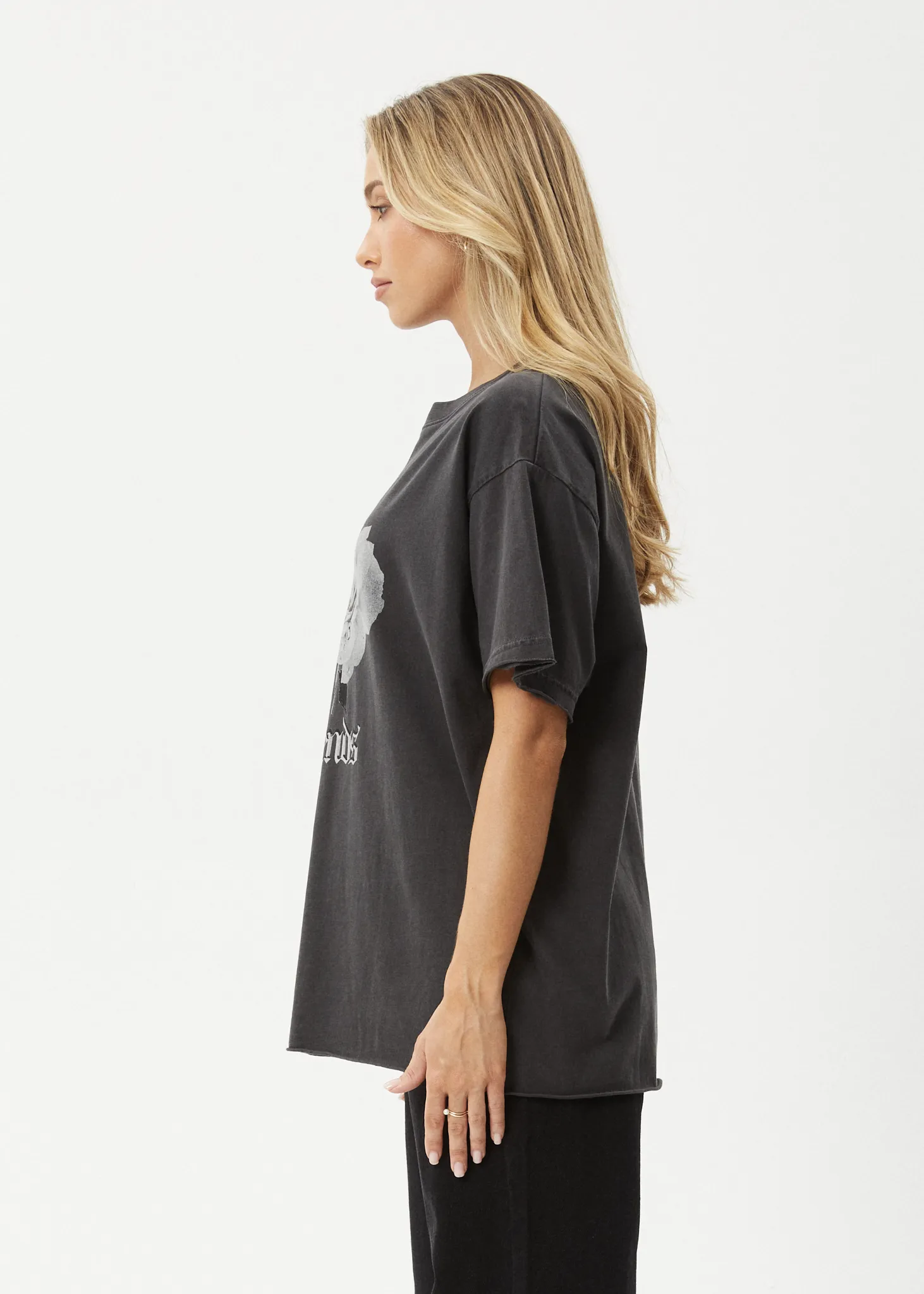 AFENDS Womens Sweet Juliet - Oversized T-Shirt - Stone Black