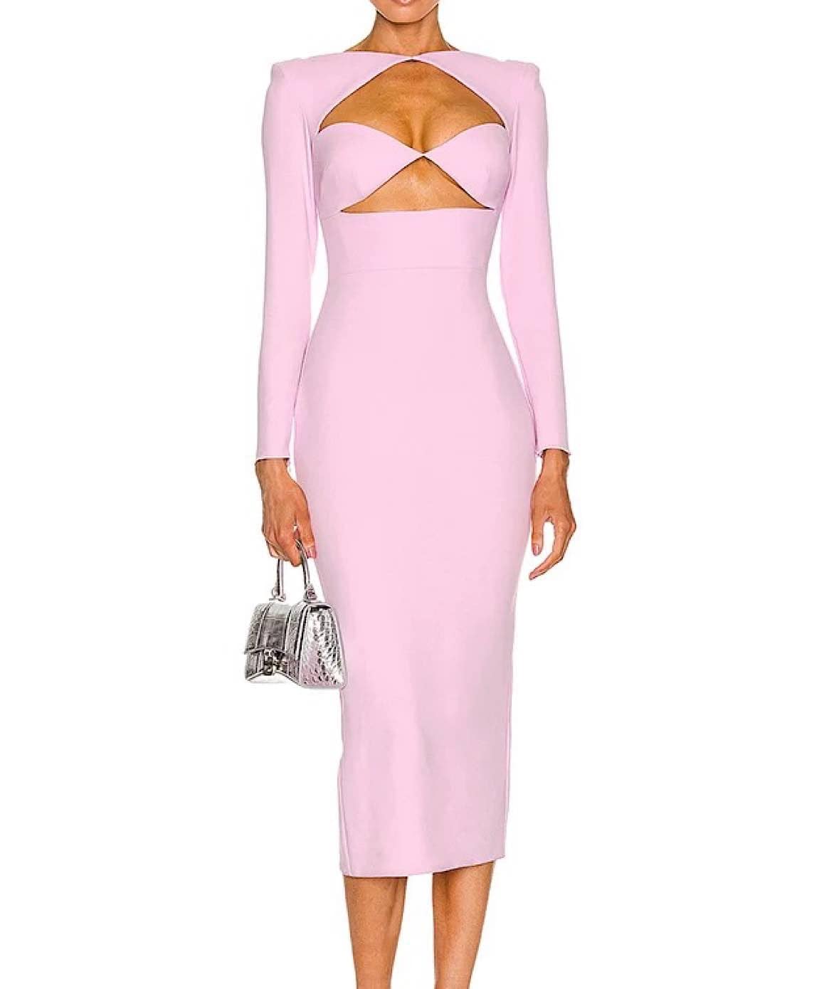 Bandage Knitted Dress In Pink