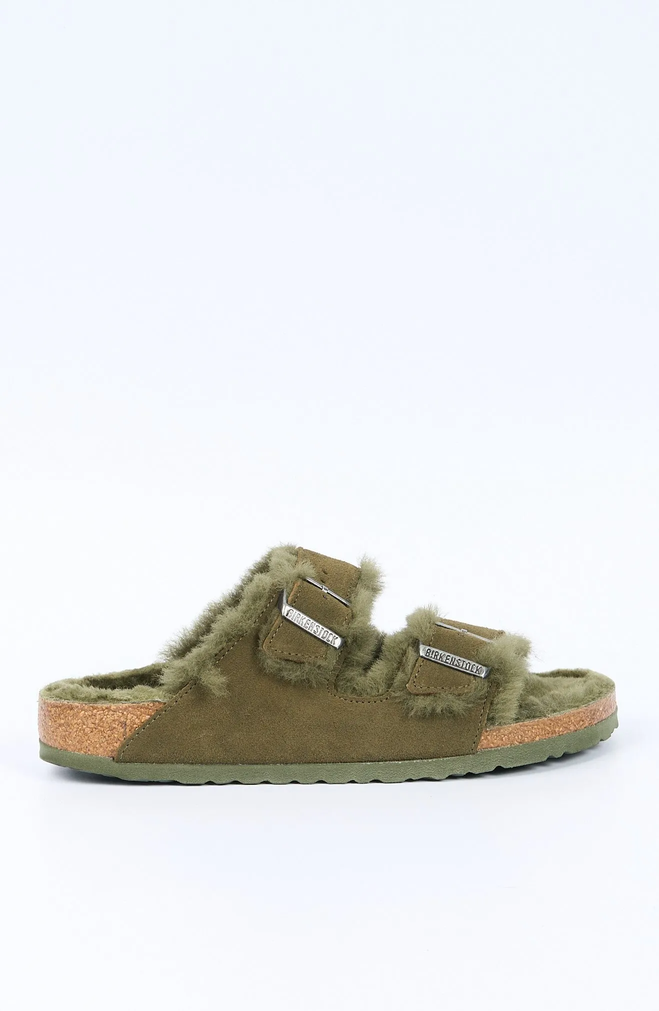 Birkenstock Ciabatta Arizona Shearling Verde Donna