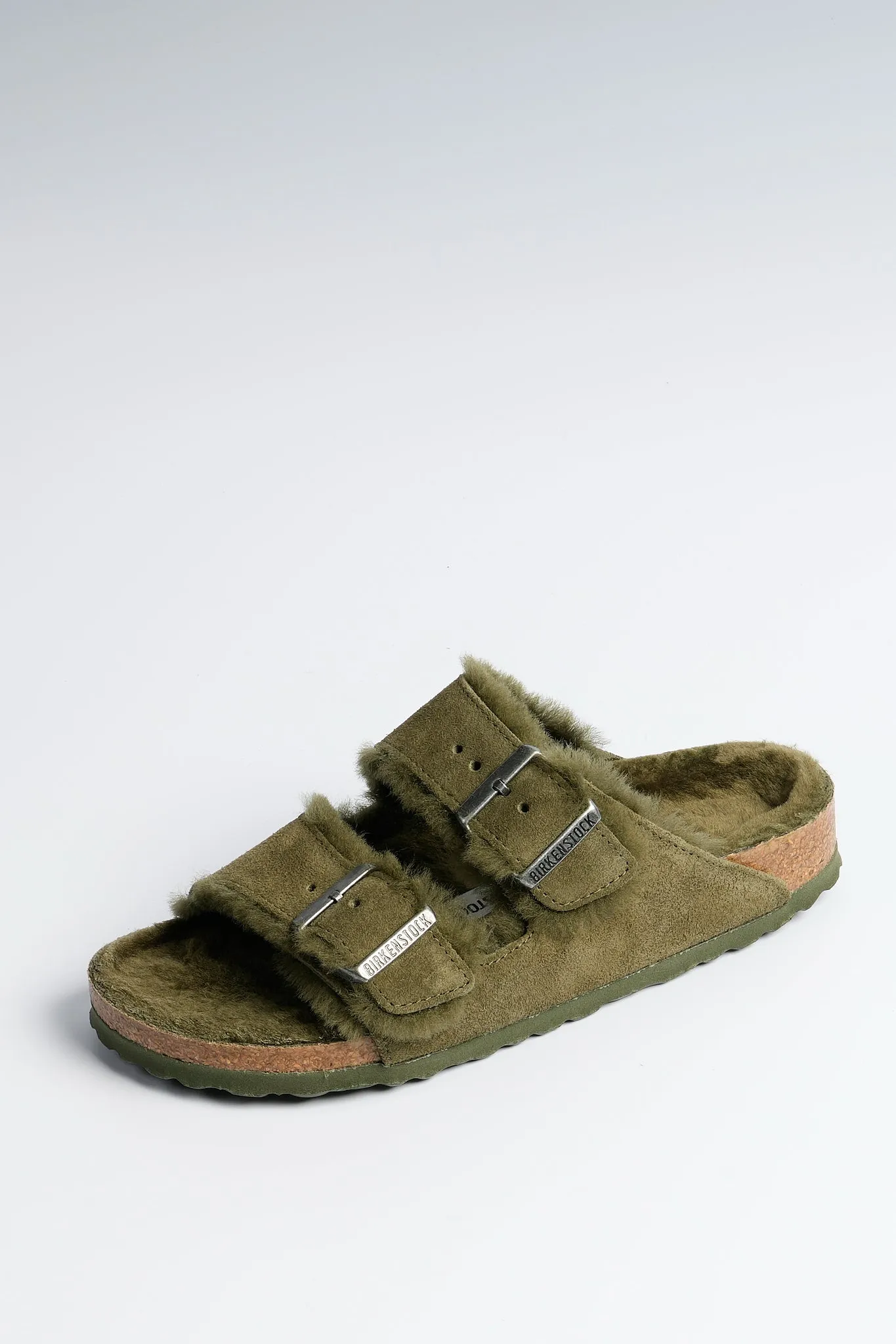 Birkenstock Ciabatta Arizona Shearling Verde Donna