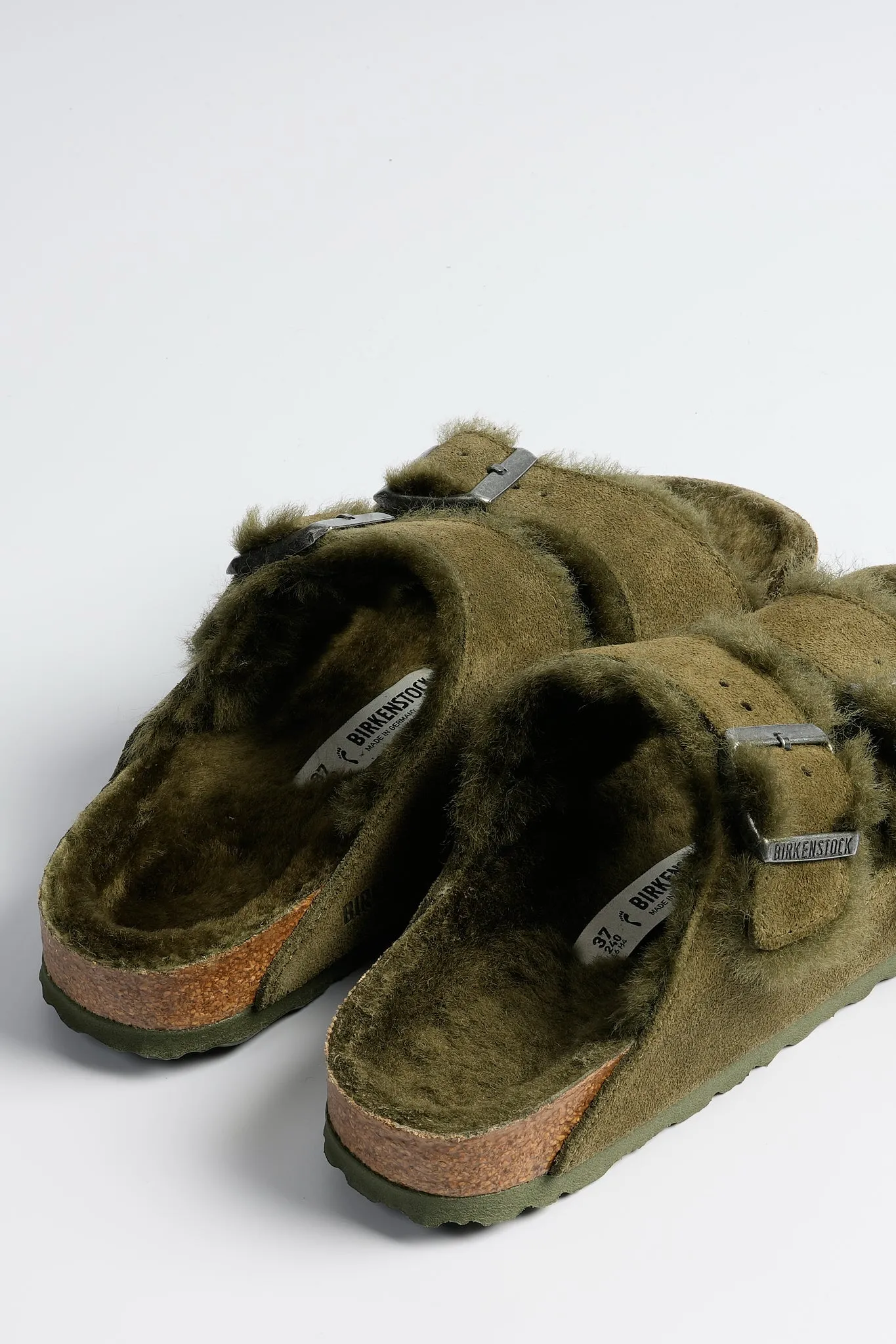 Birkenstock Ciabatta Arizona Shearling Verde Donna