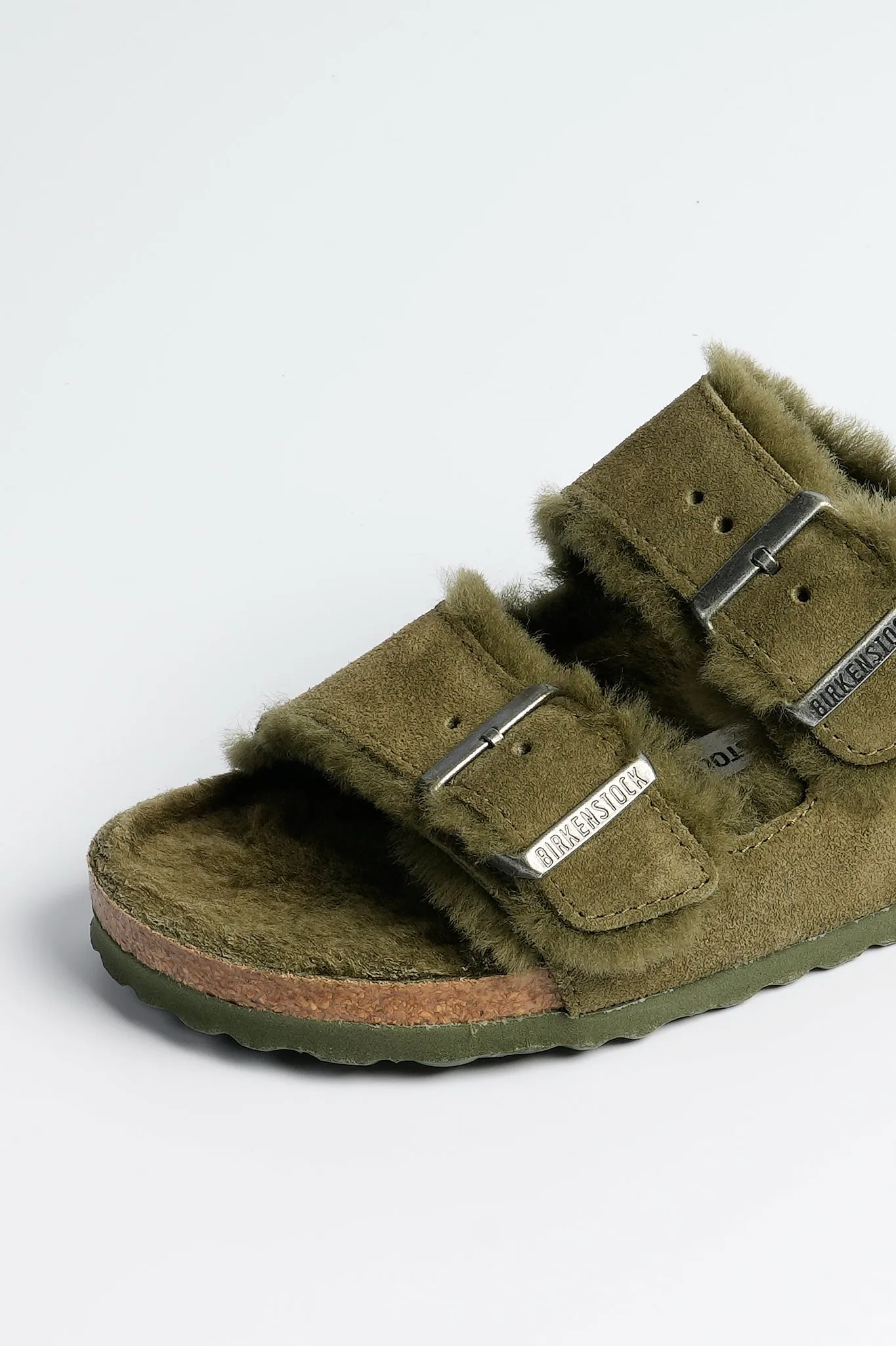 Birkenstock Ciabatta Arizona Shearling Verde Donna