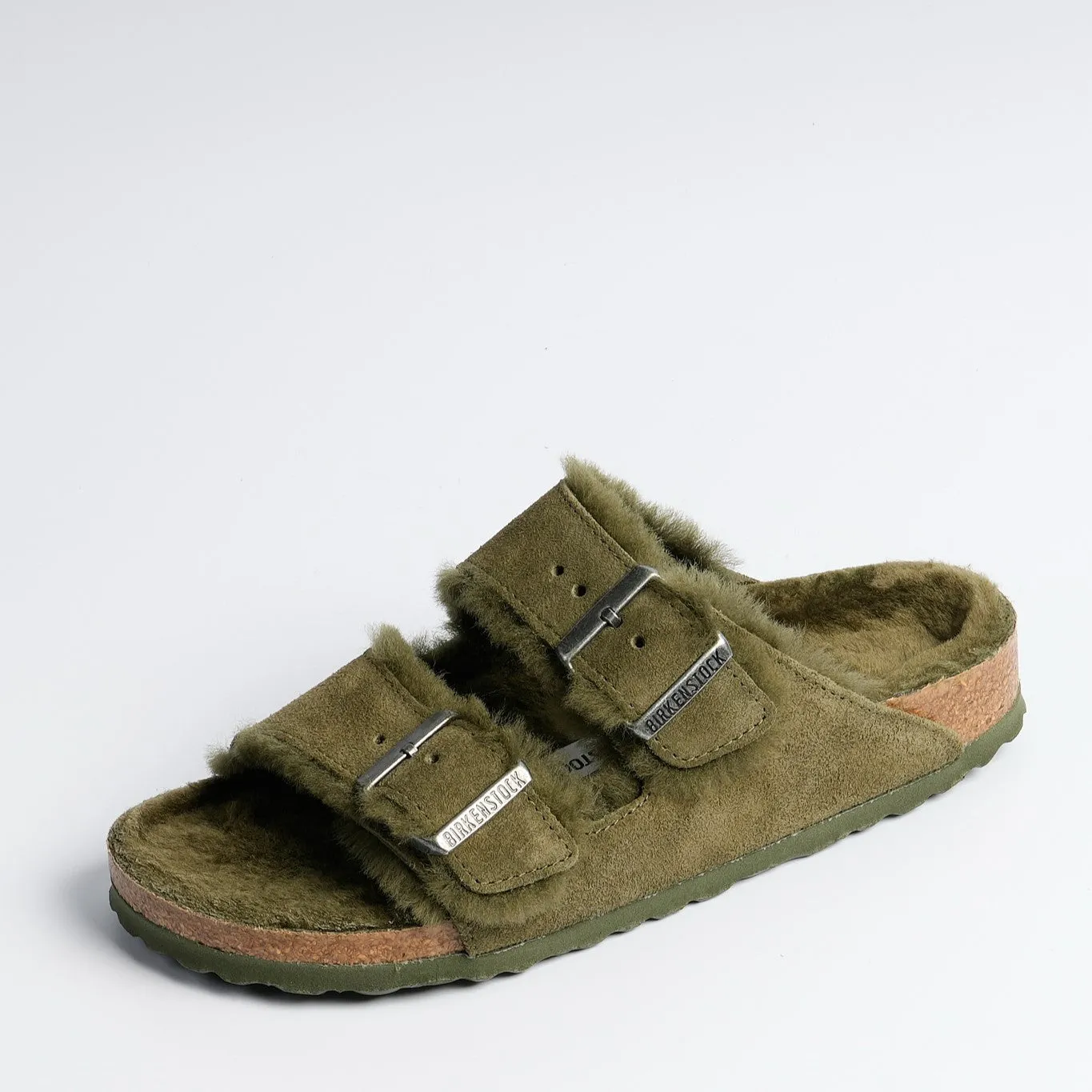 Birkenstock Ciabatta Arizona Shearling Verde Donna