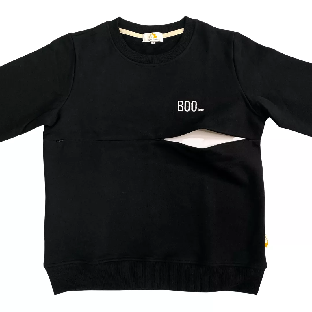 BOO(bies) Nursing Sweatshirt With TwinZip – Badge-Style Embroidery