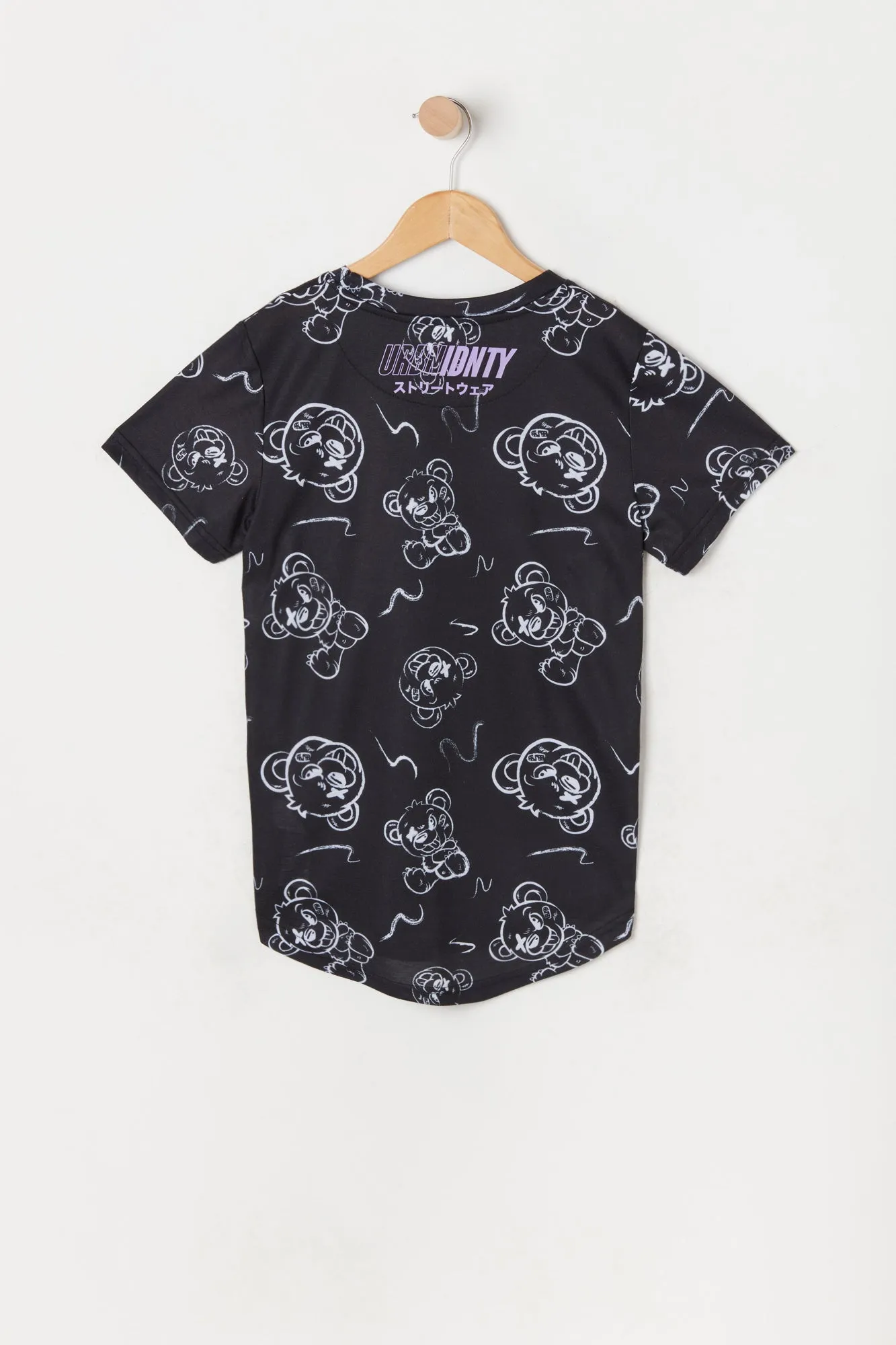 Boys Damaged Teddy Bear Print Longline T-Shirt