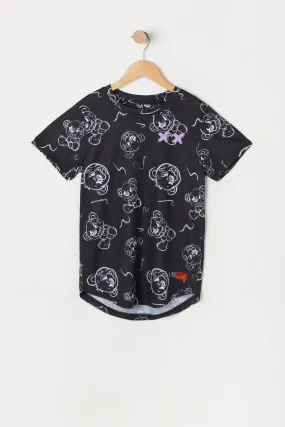 Boys Damaged Teddy Bear Print Longline T-Shirt