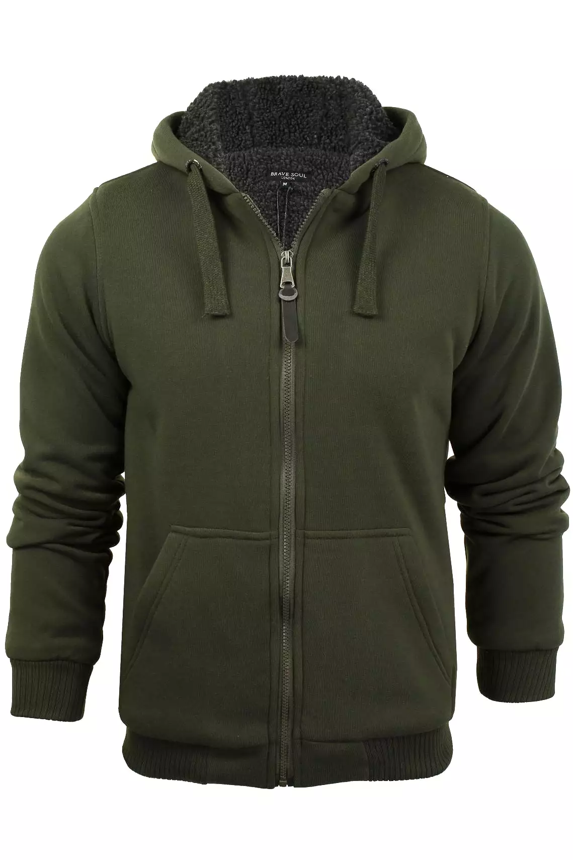 Brave Soul Mens Hooded Sweatshirt Jumper 'Zone' Hoodie Sherpa Lined