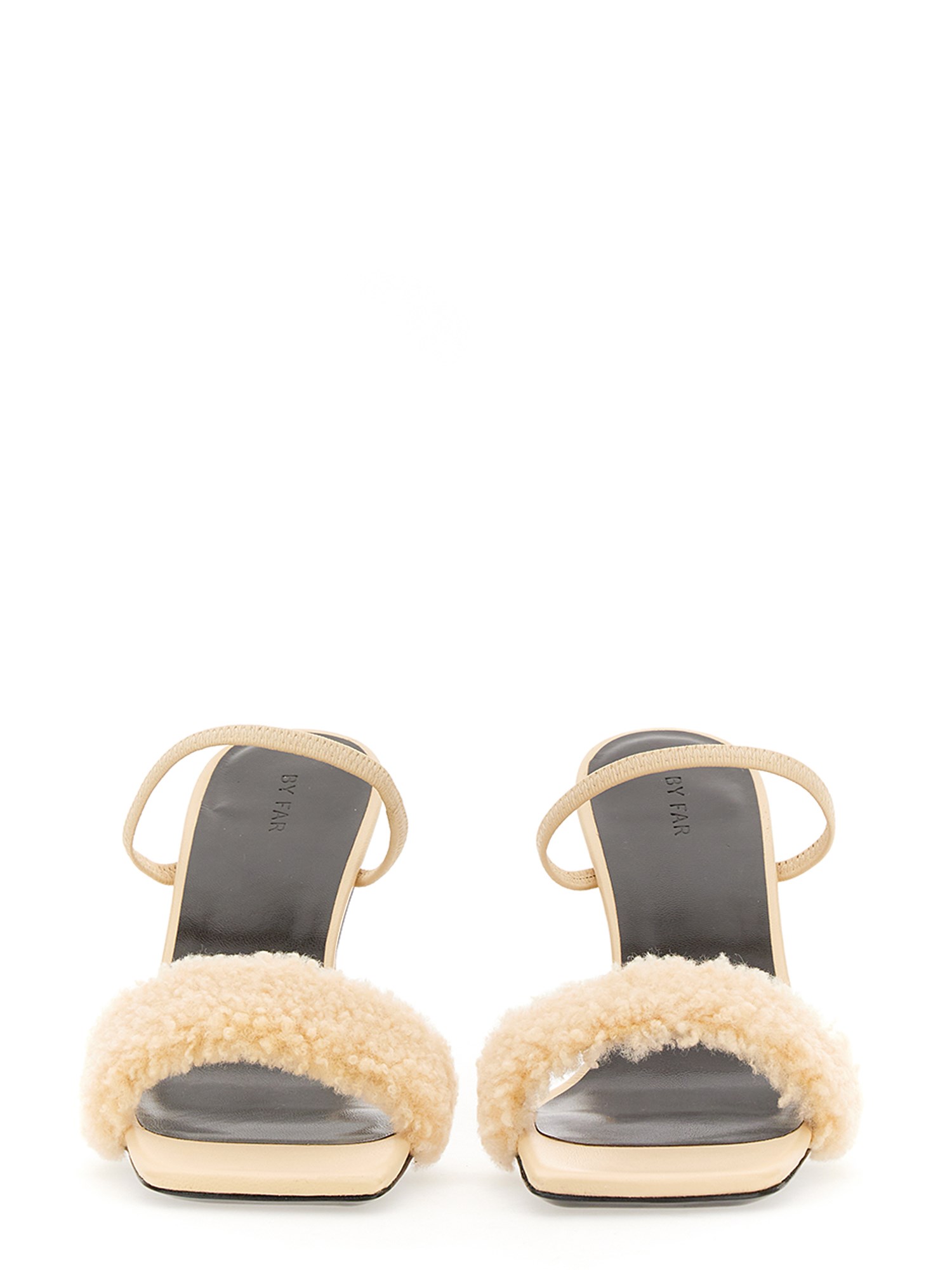 BY FAR    LEATHER AND SHEARLING ADA SANDAL