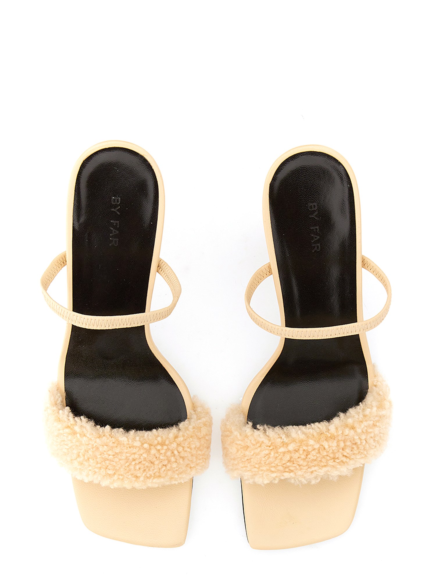 BY FAR    LEATHER AND SHEARLING ADA SANDAL