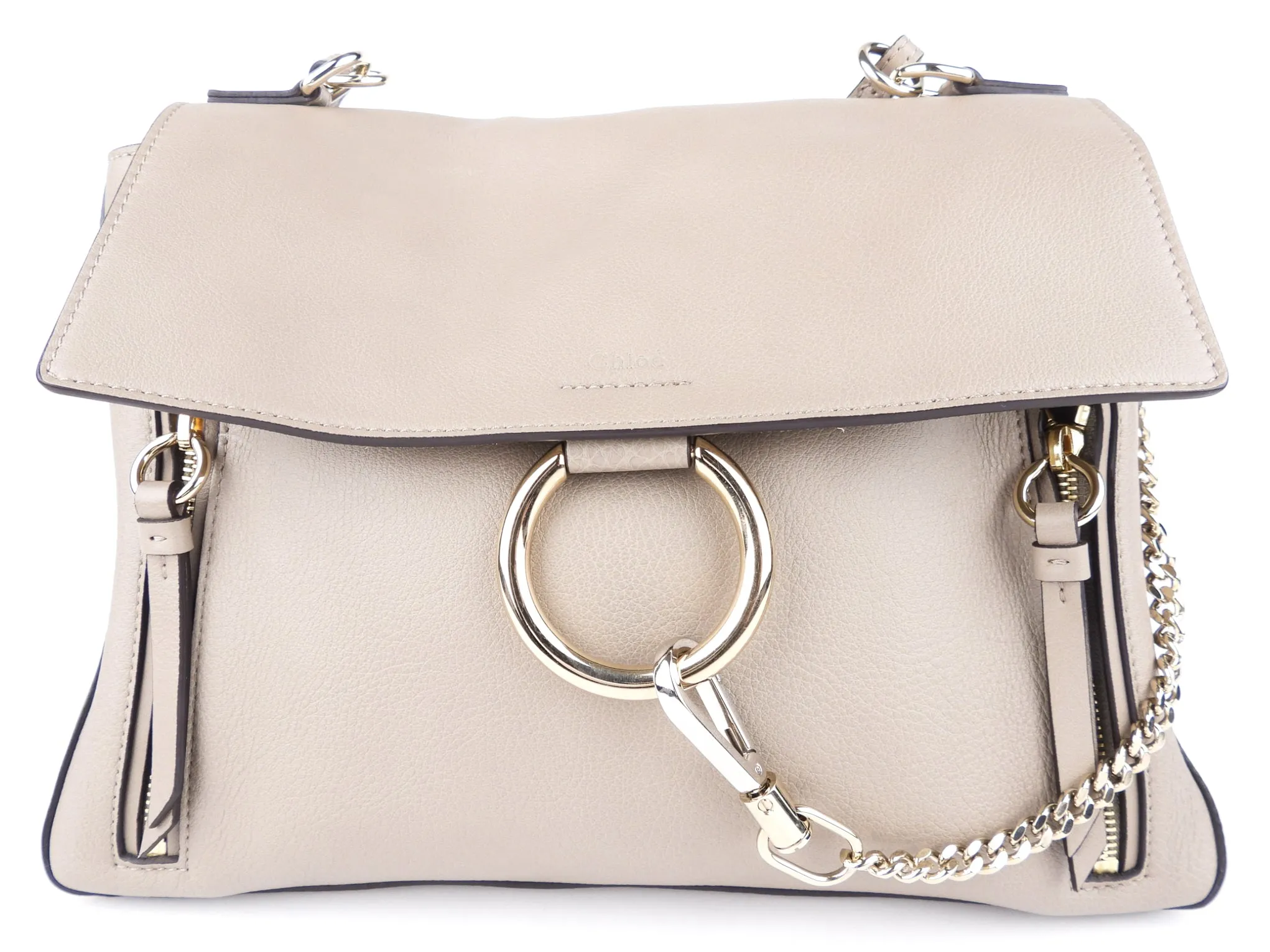 Chloe Medium Faye Day Grey Calfskin Two Way Shoulder Bag