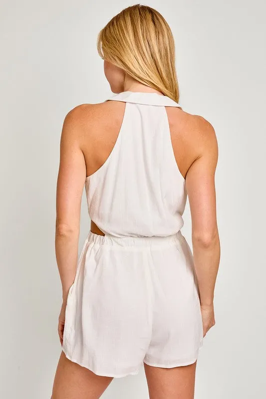 Collared Sleeveless Romper