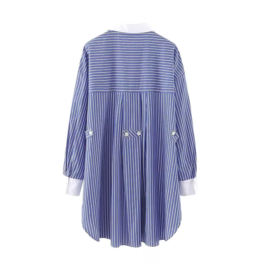 Collared Striped Shirt Dress aa28