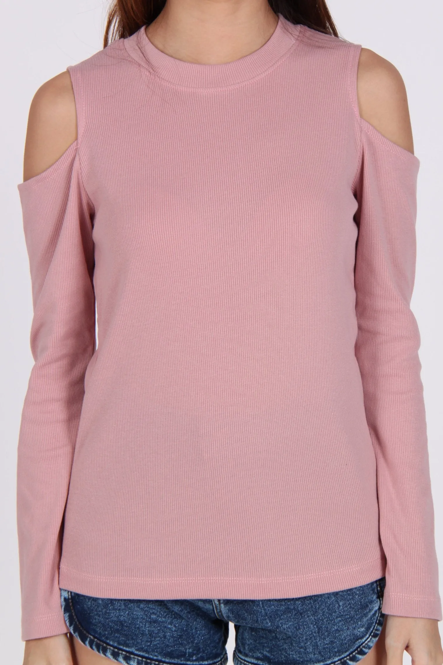 Comfy Cold Shoulder Top in Pink