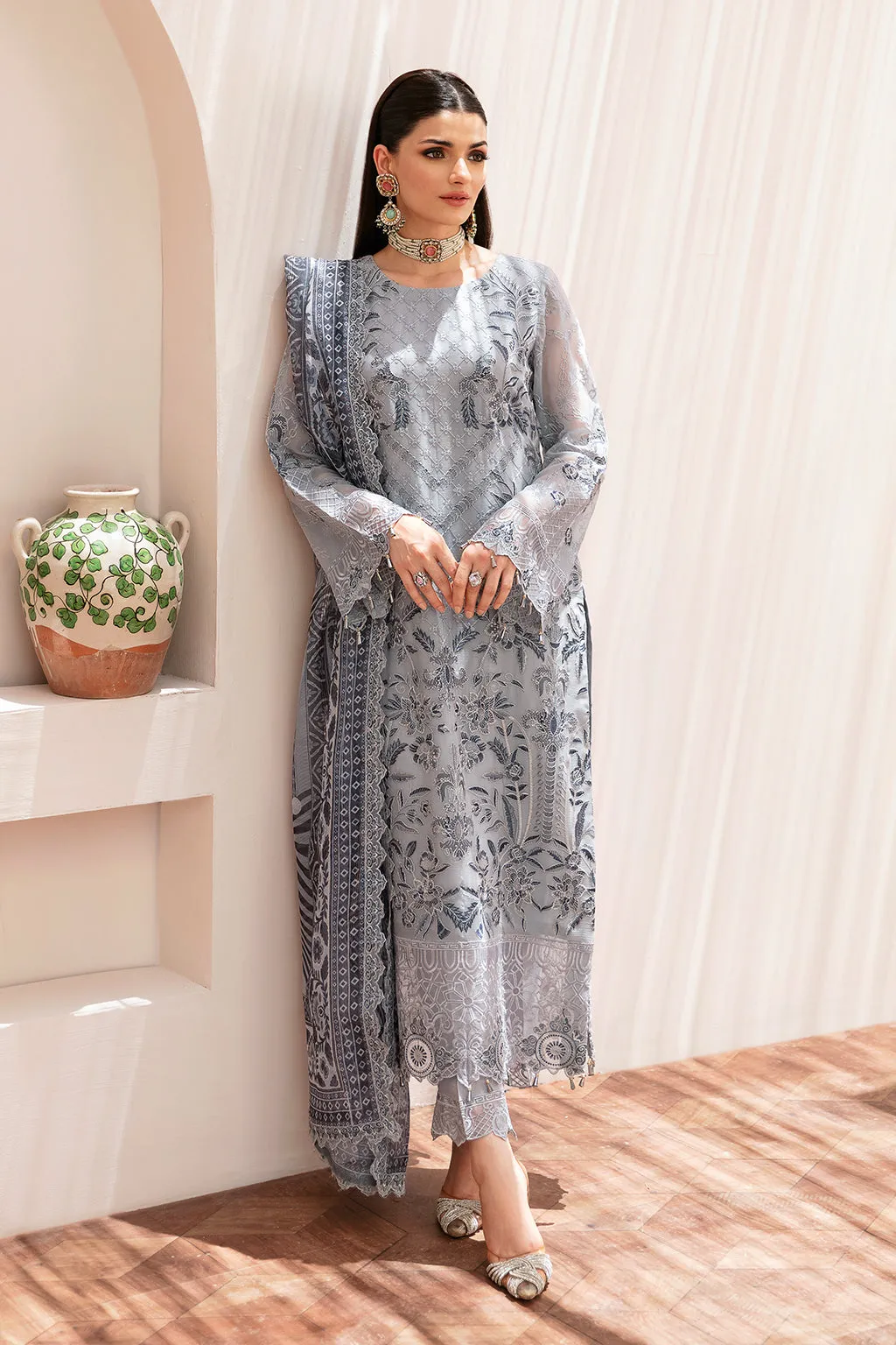 Dastan by Ramsha Embroidered Chiffon Unstitched 3Pc Suit T-209