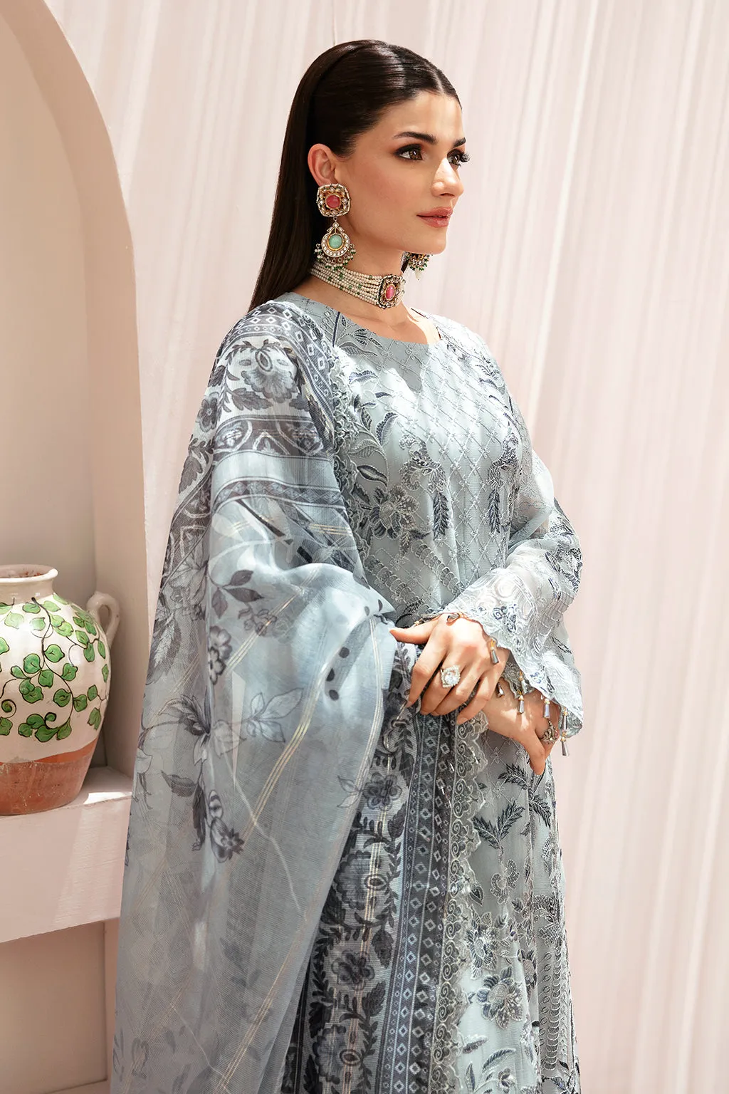 Dastan by Ramsha Embroidered Chiffon Unstitched 3Pc Suit T-209