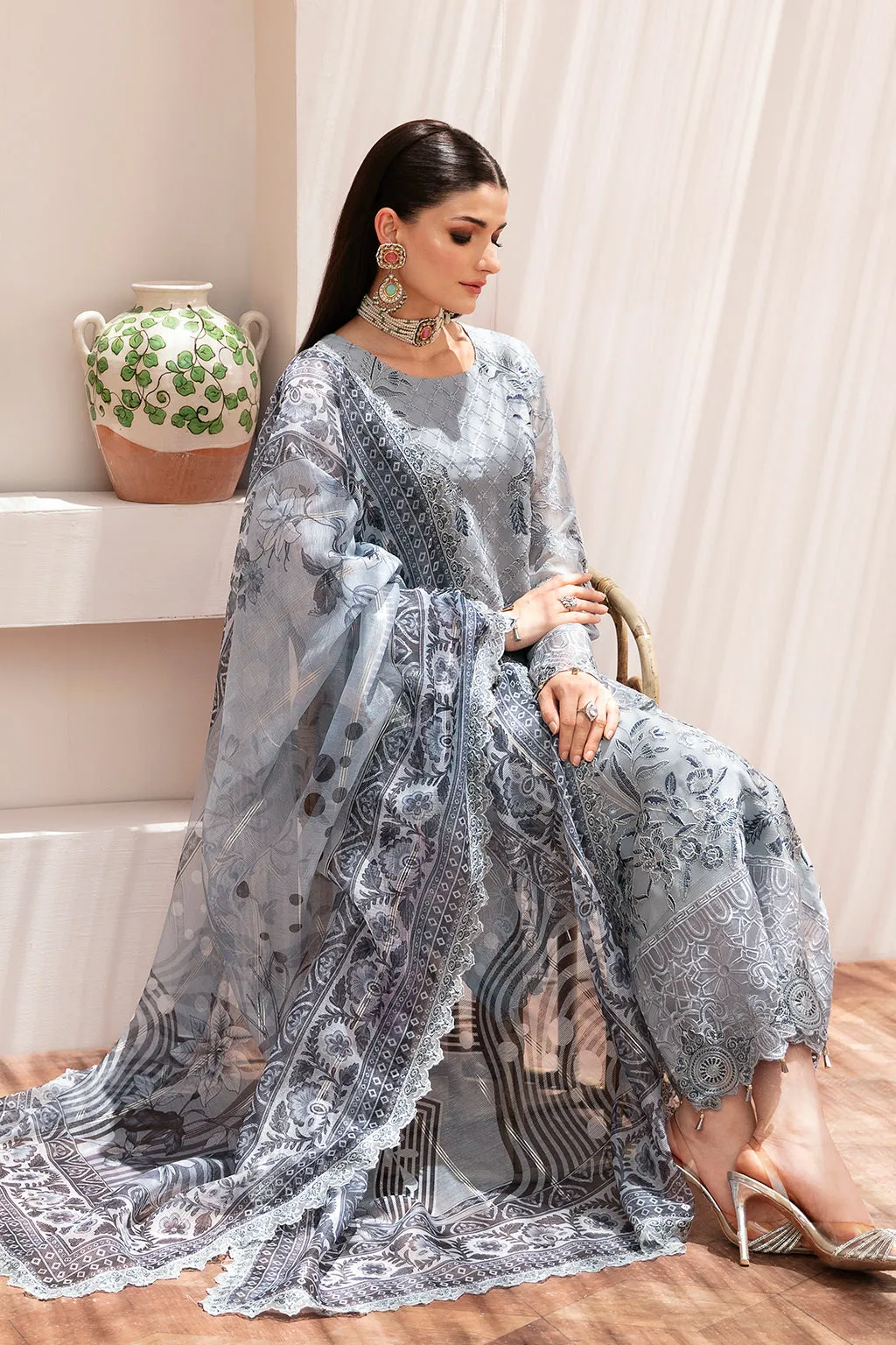 Dastan by Ramsha Embroidered Chiffon Unstitched 3Pc Suit T-209