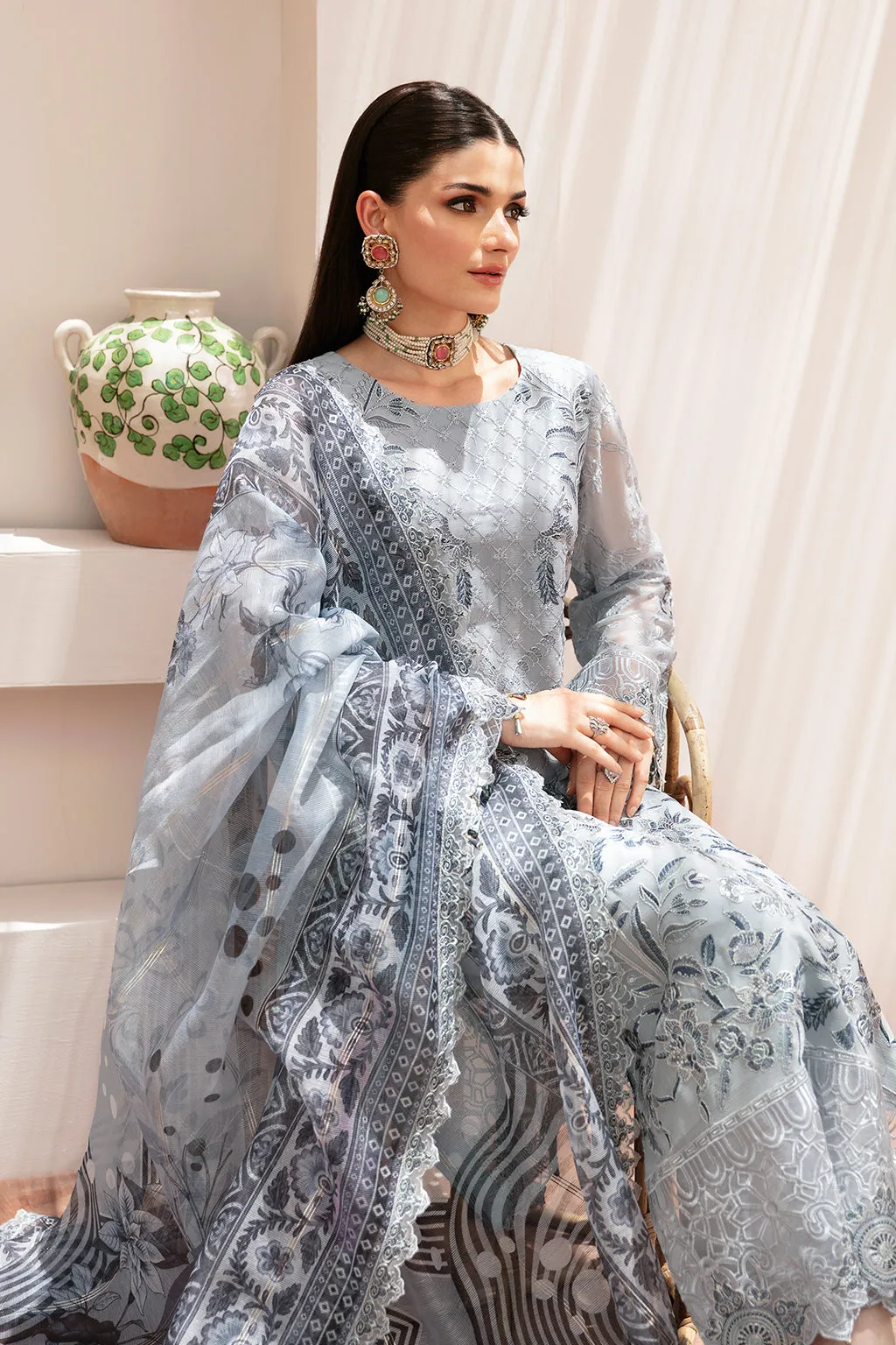 Dastan by Ramsha Embroidered Chiffon Unstitched 3Pc Suit T-209