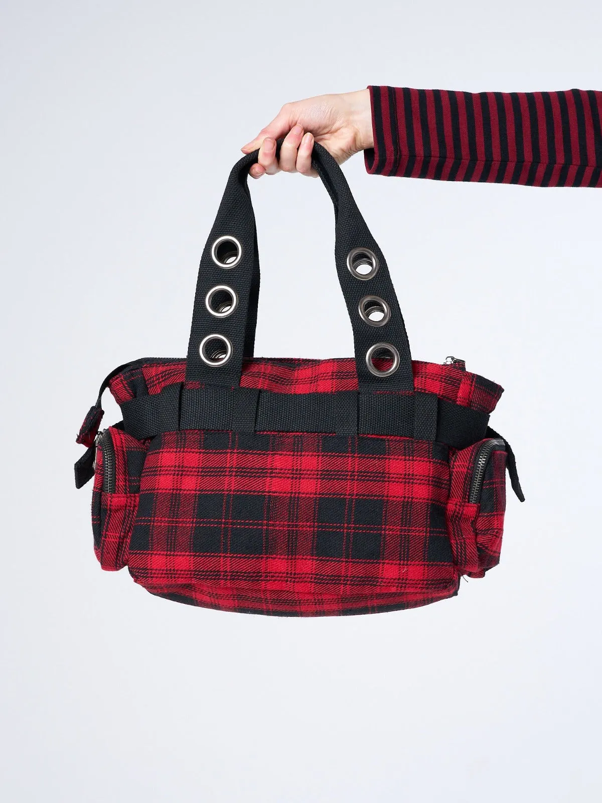 Devon Red Tartan Multi Pockets Handbag