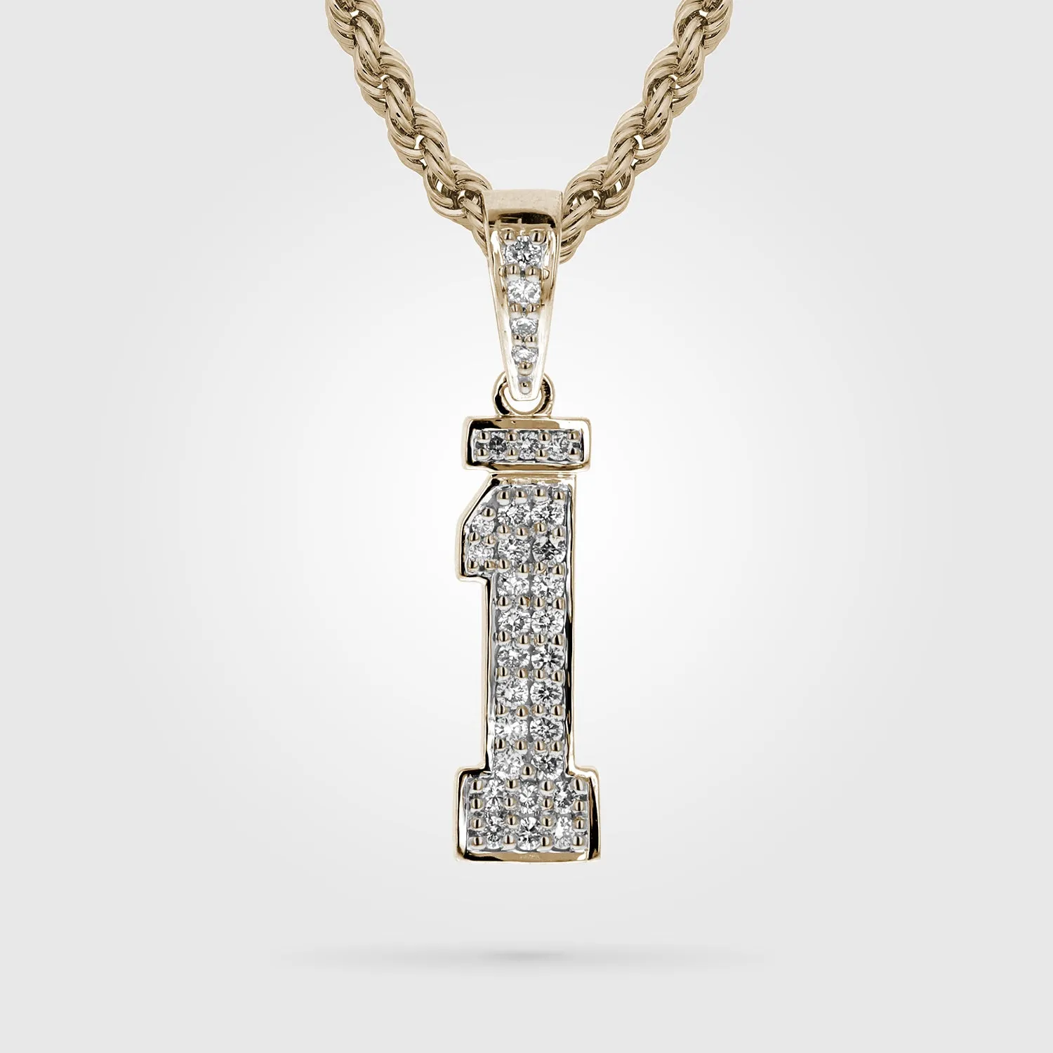 Diamond Studded Jersey Number Necklace | Single Digit | Gold