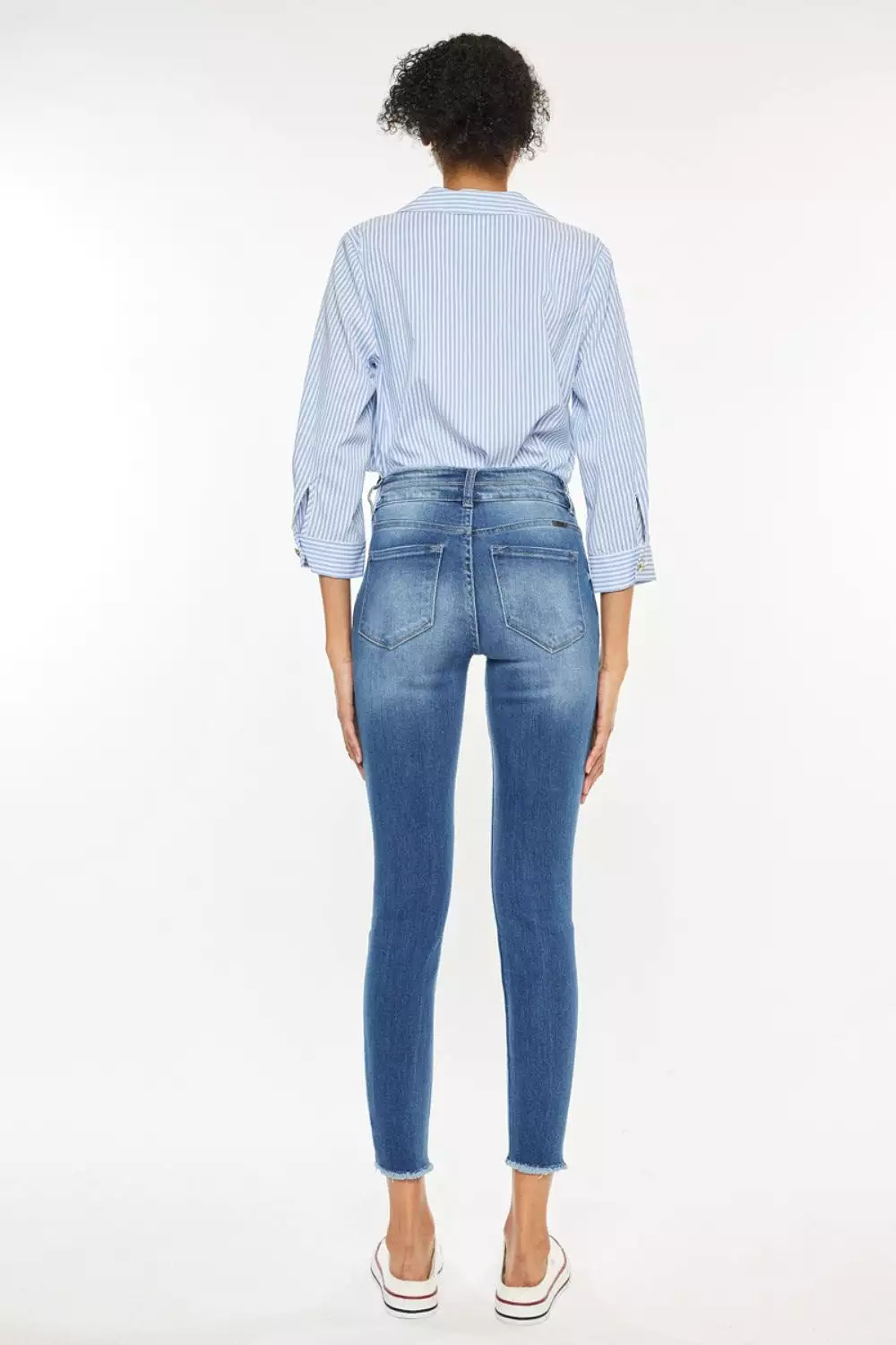 Distressed Raw Hem High Waist Jeans