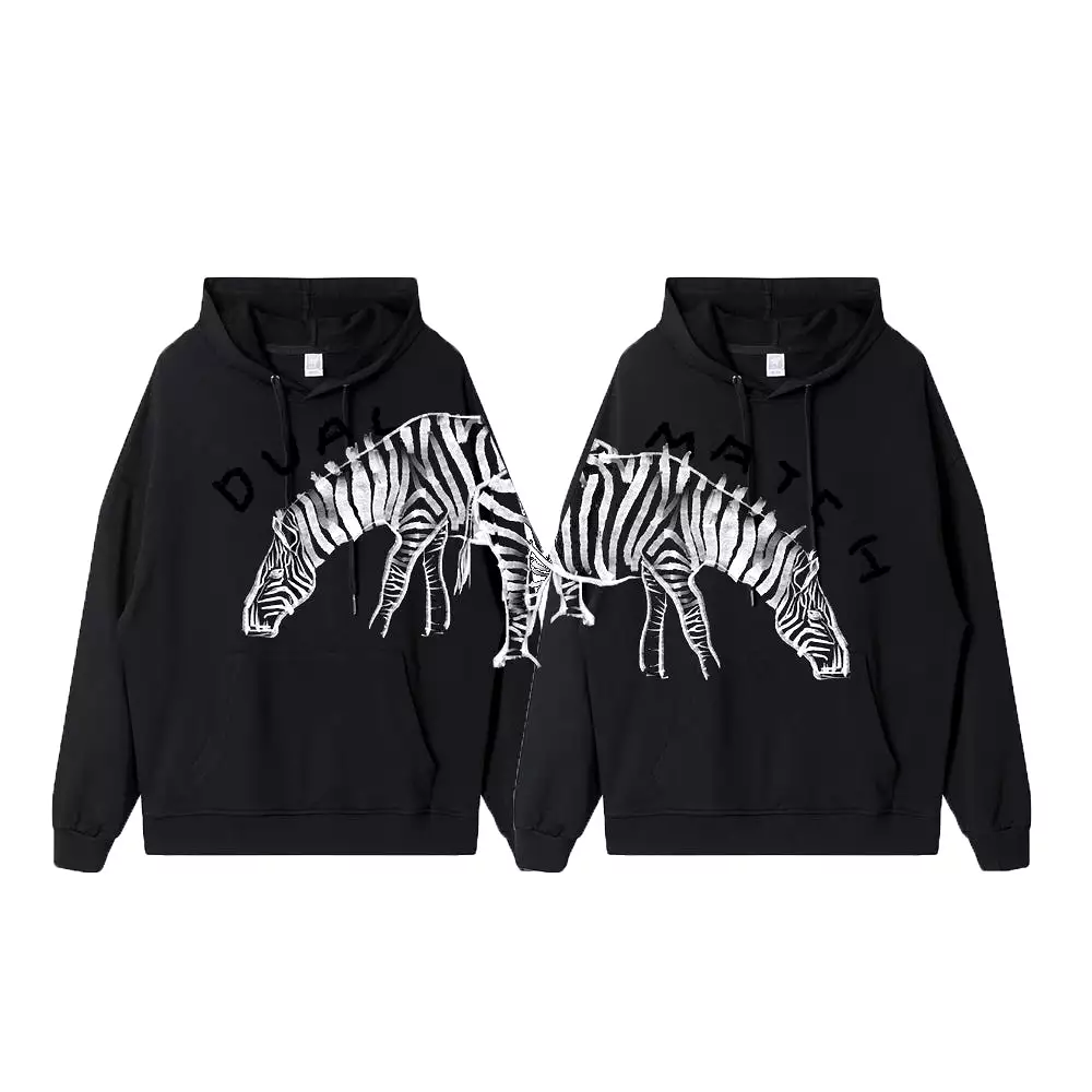 Dual Match Hoodies Unisex Valentine Hand Painting Zebra Matching Hoodies