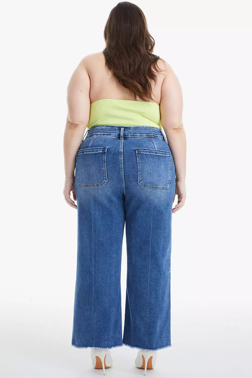 Full Size Raw Hem High Waist Wide Leg Jeans