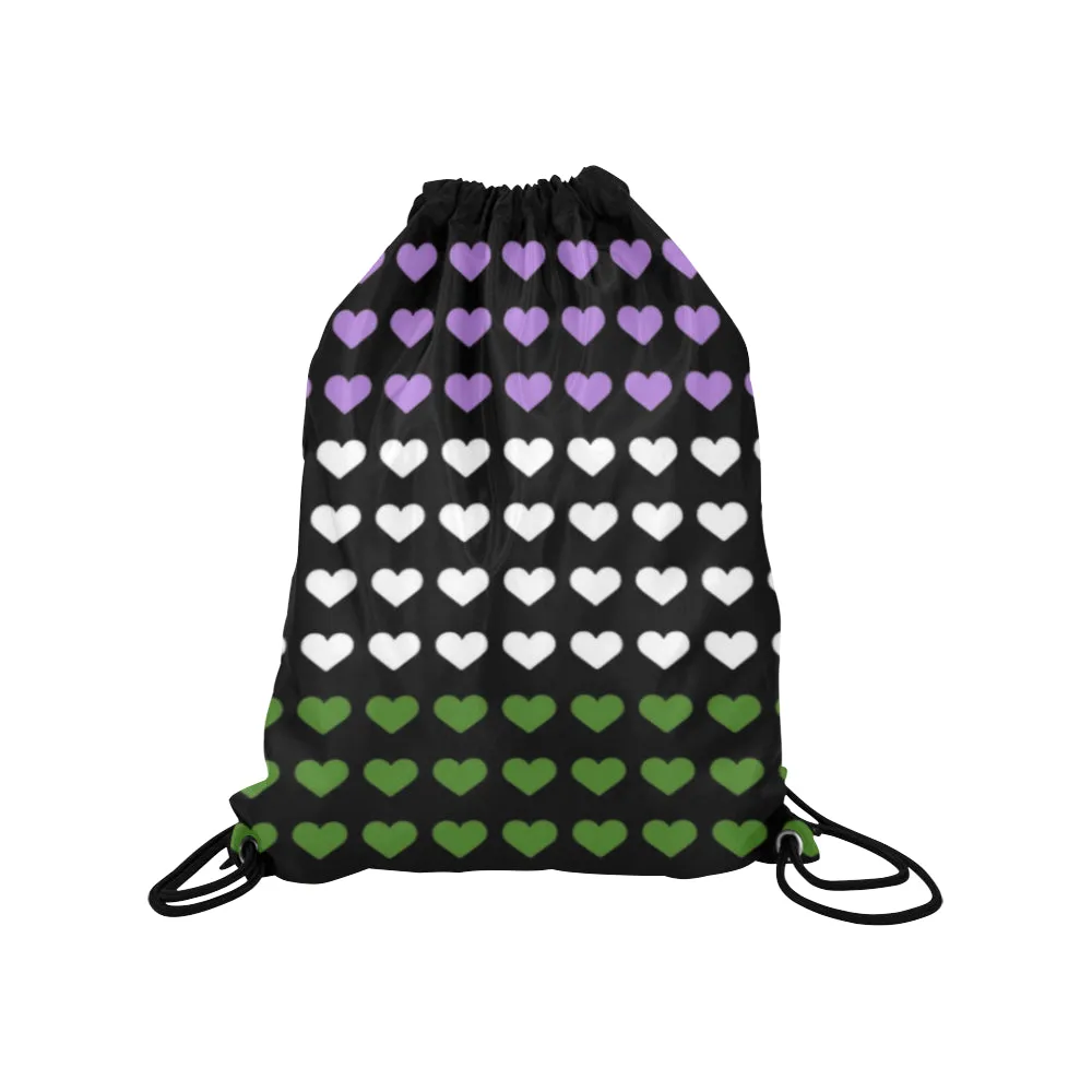 Genderqueer Pride Hearts Drawstring Bag