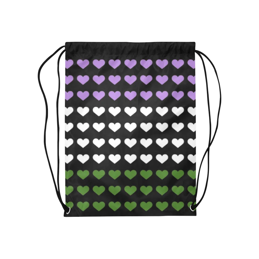 Genderqueer Pride Hearts Drawstring Bag