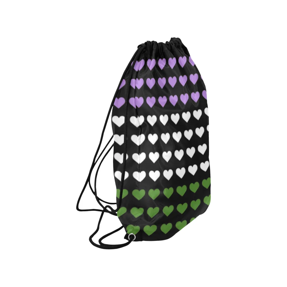 Genderqueer Pride Hearts Drawstring Bag