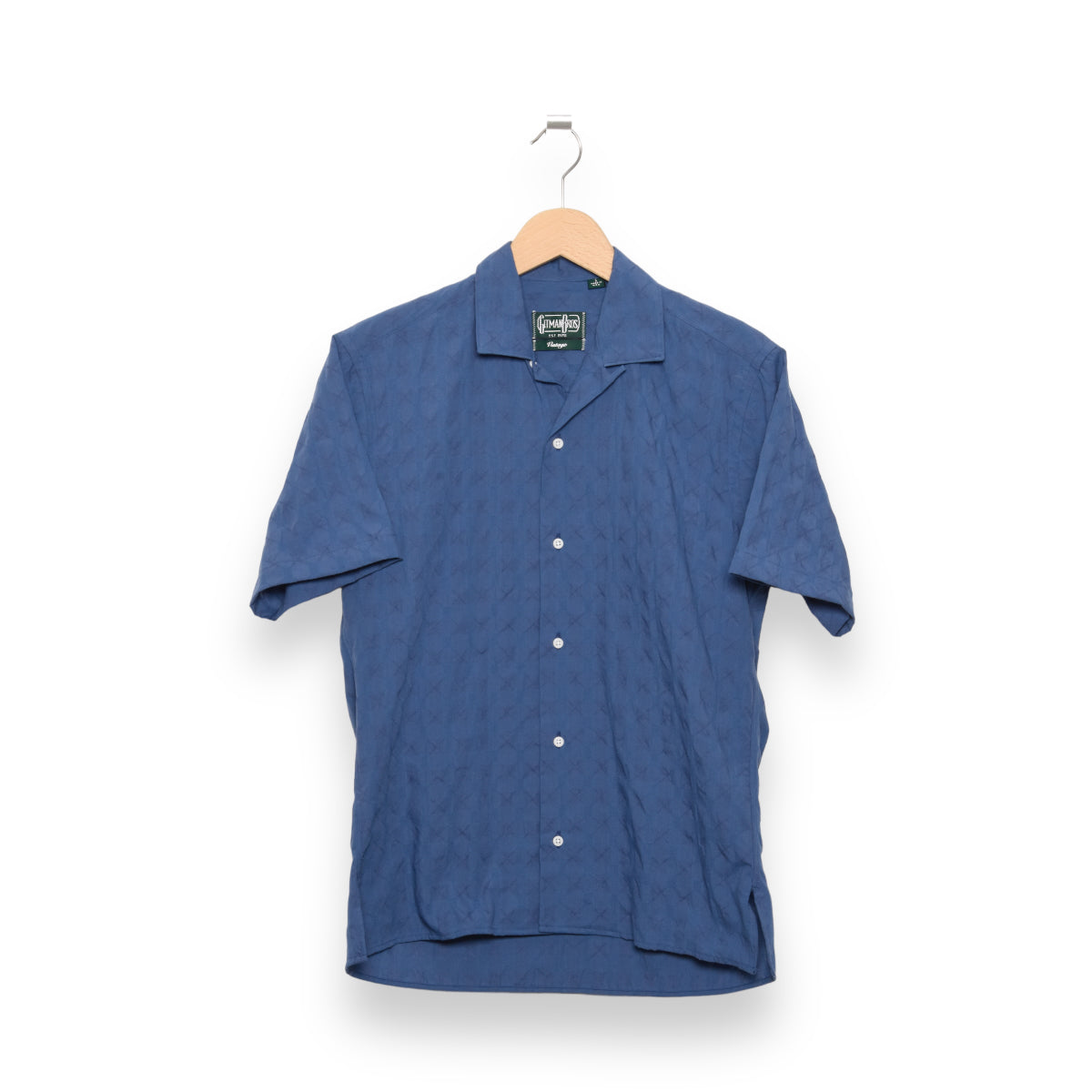 Gitman Brothers Vintage shortsleeve blue japanese ripple jacquard