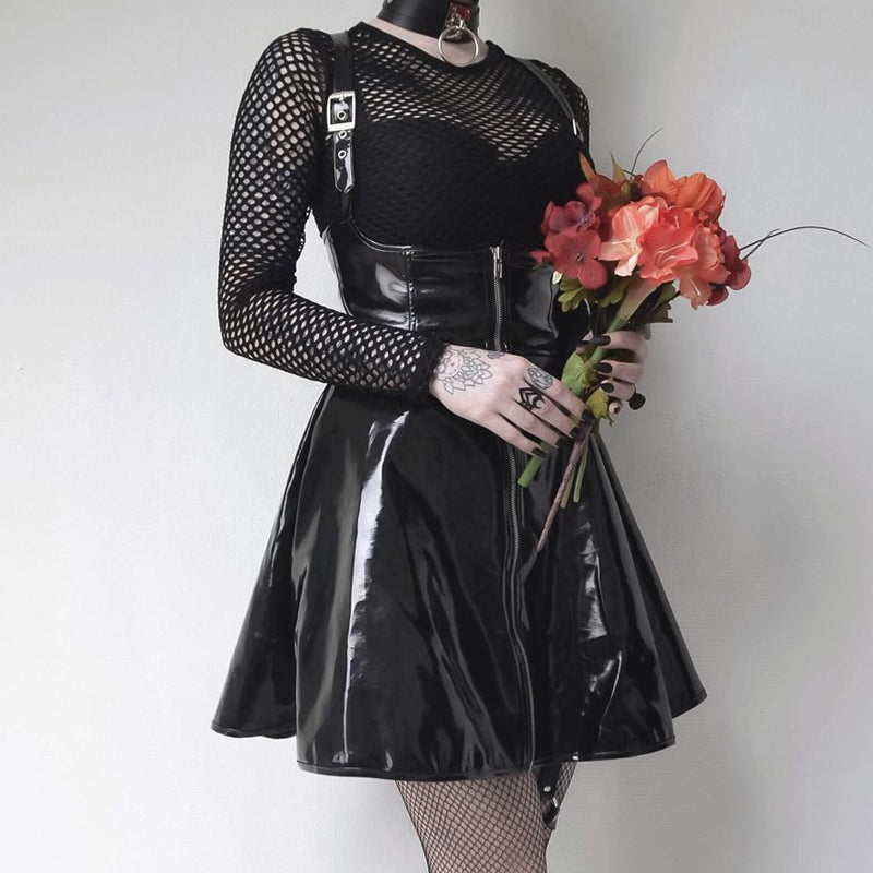 GOTHIC BLACK ZIPPER DRESS BY71119