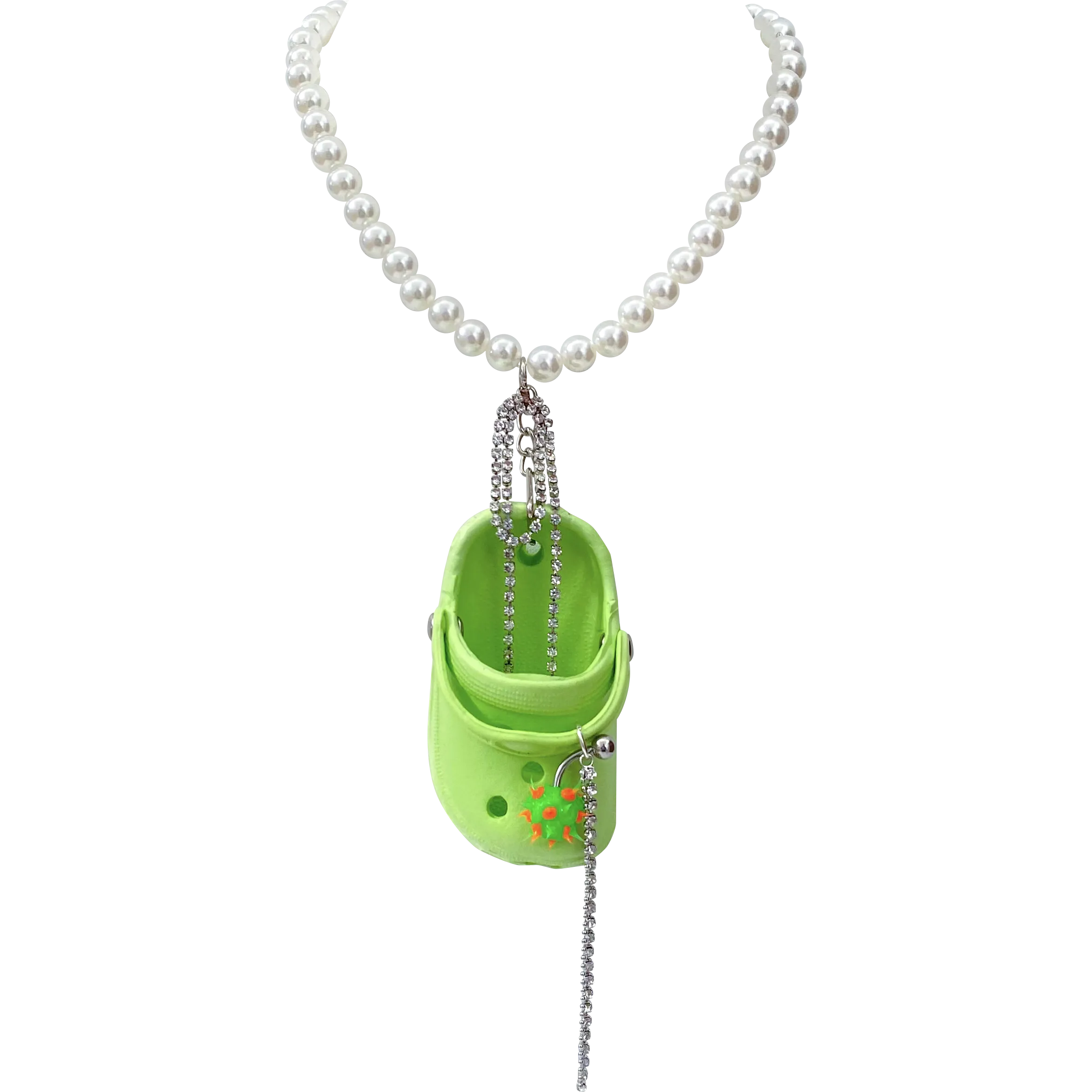 Green Bedazzled Mini Croc Necklace