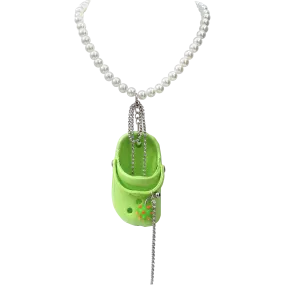 Green Bedazzled Mini Croc Necklace