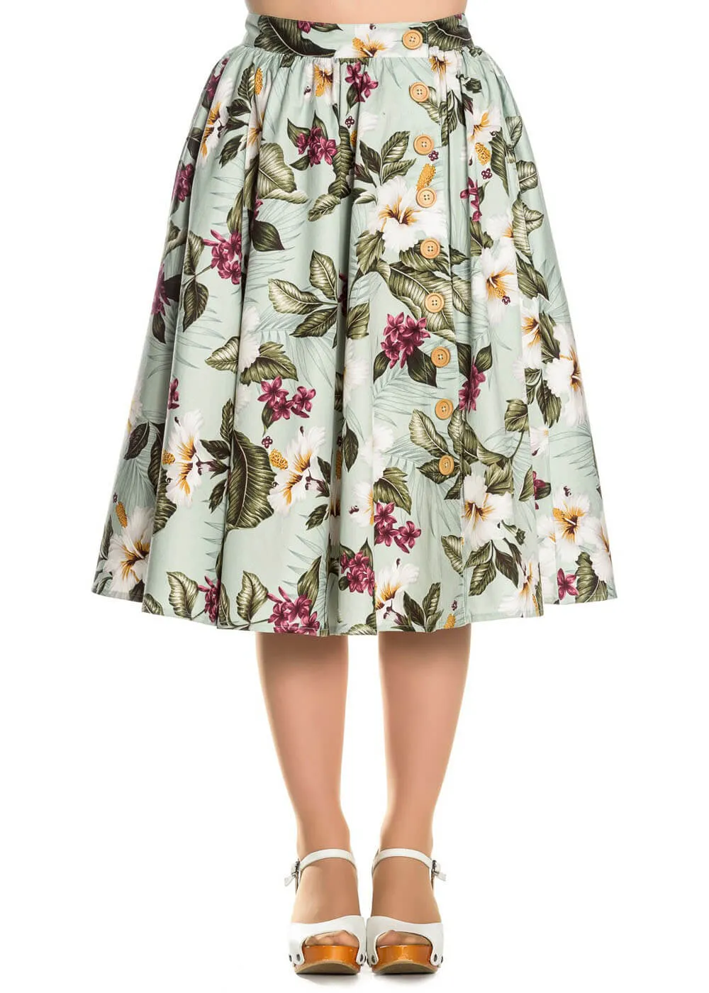 Hell Bunny Tahiti 50's Swing Skirt Green