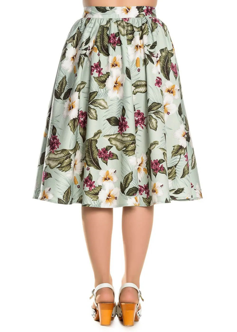 Hell Bunny Tahiti 50's Swing Skirt Green