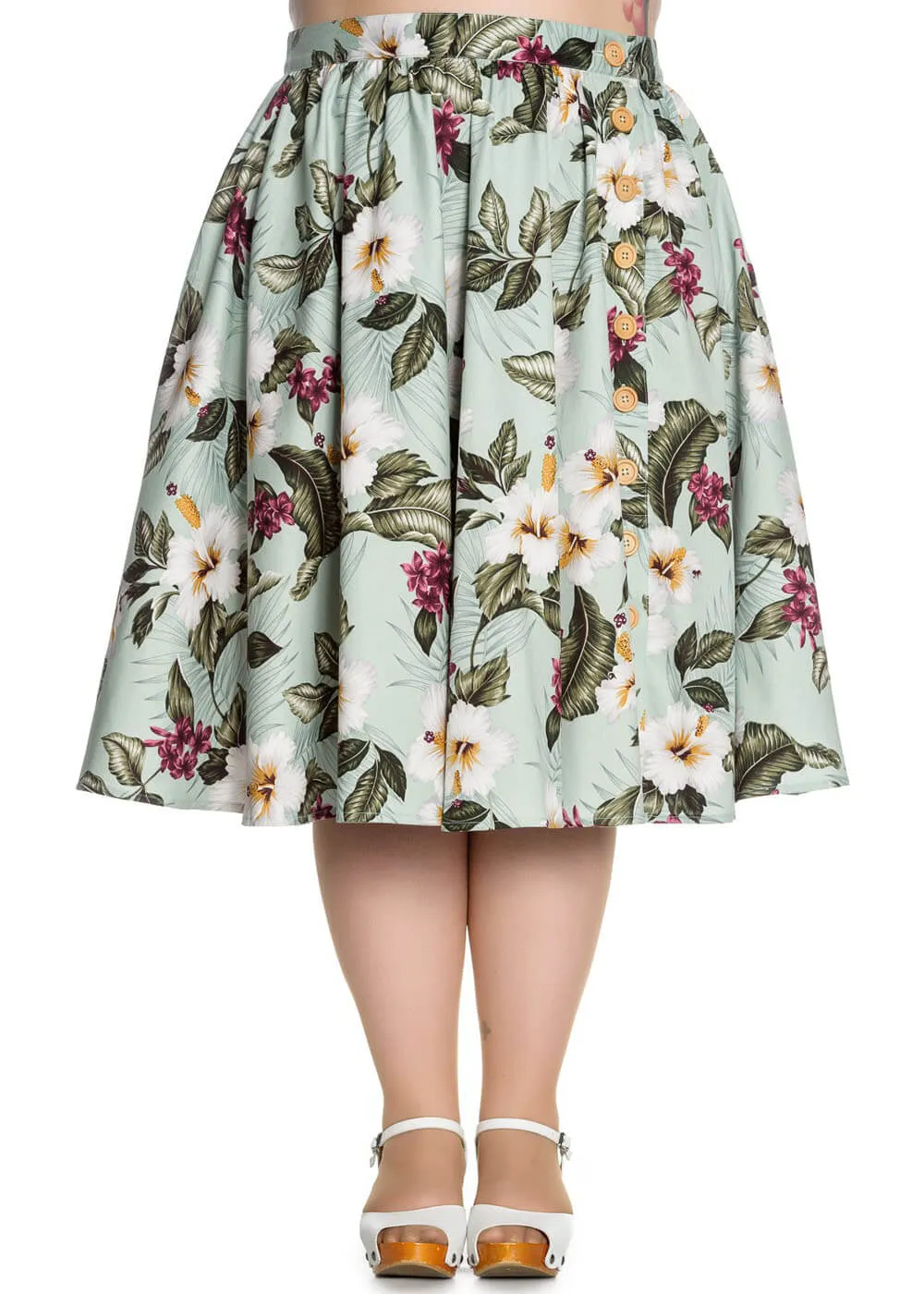 Hell Bunny Tahiti 50's Swing Skirt Green