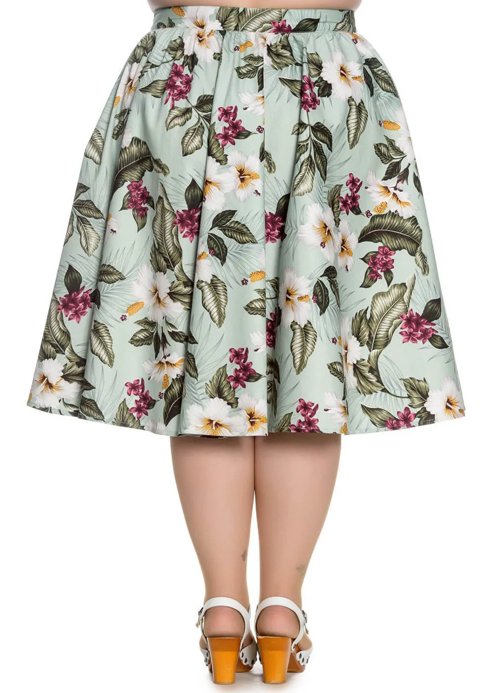 Hell Bunny Tahiti 50's Swing Skirt Green