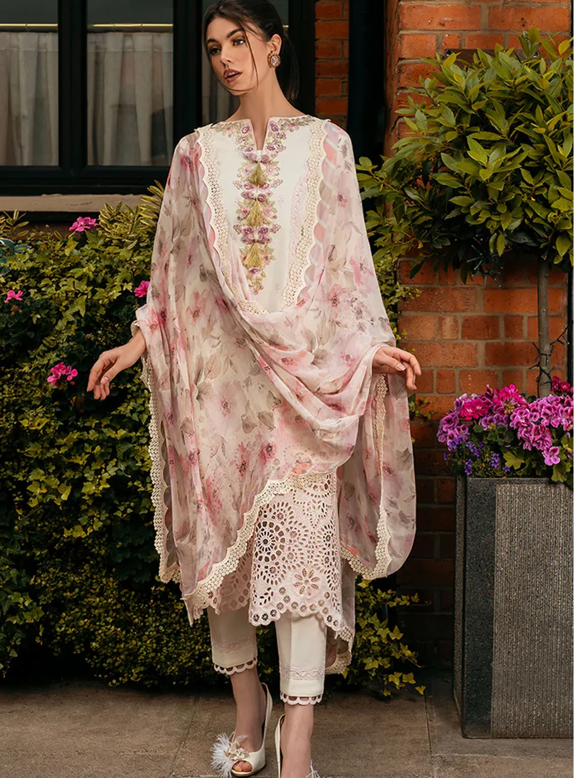 Hemline Odyssey By Mushq Embroidered Lawn 3 Piece Unstitched Suit MQ24H MOCHA MUSE