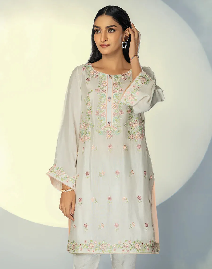 HemStitch Ready to Wear Embroidered 2Pc Silk Suit SE-06 Jasmine