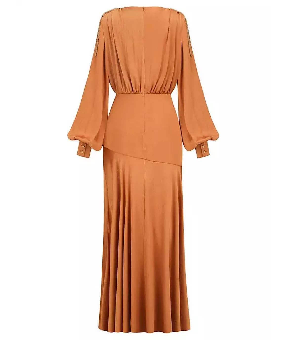 High Slit Lantern Sleeve Long Dress