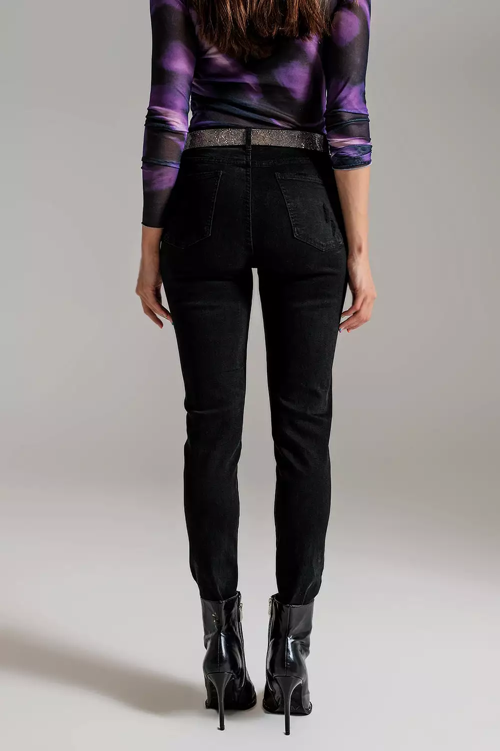 High Waisted Skinny Jeans in Black