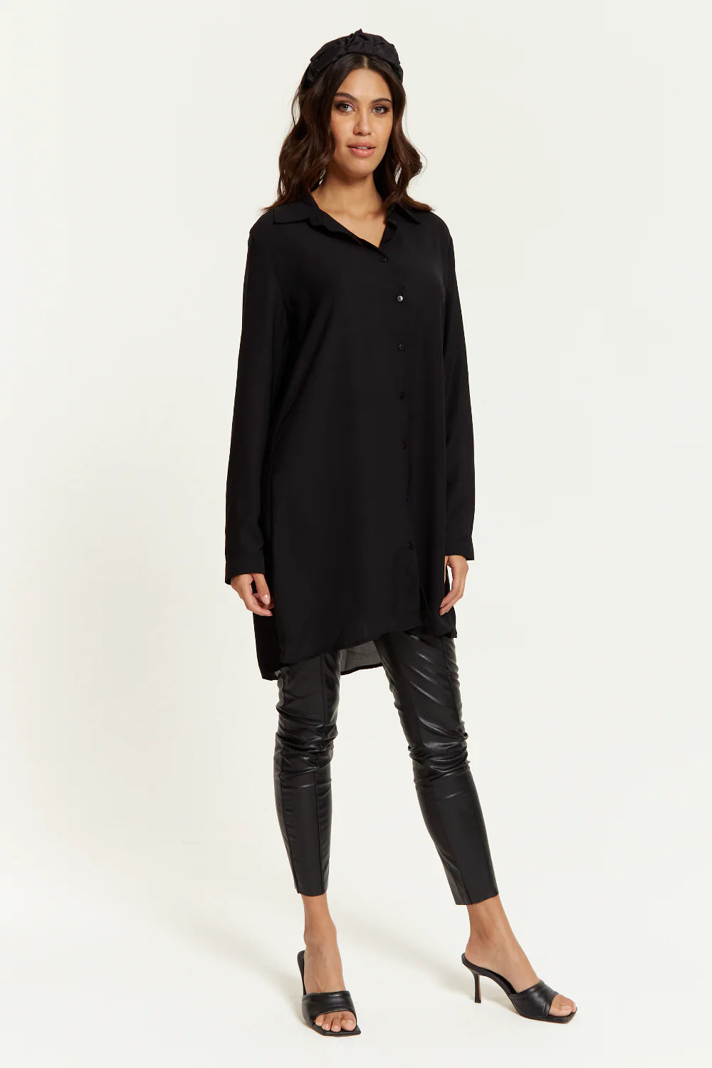 Hoxton Gal Oversized Shirt Tunic With Long Sleeves