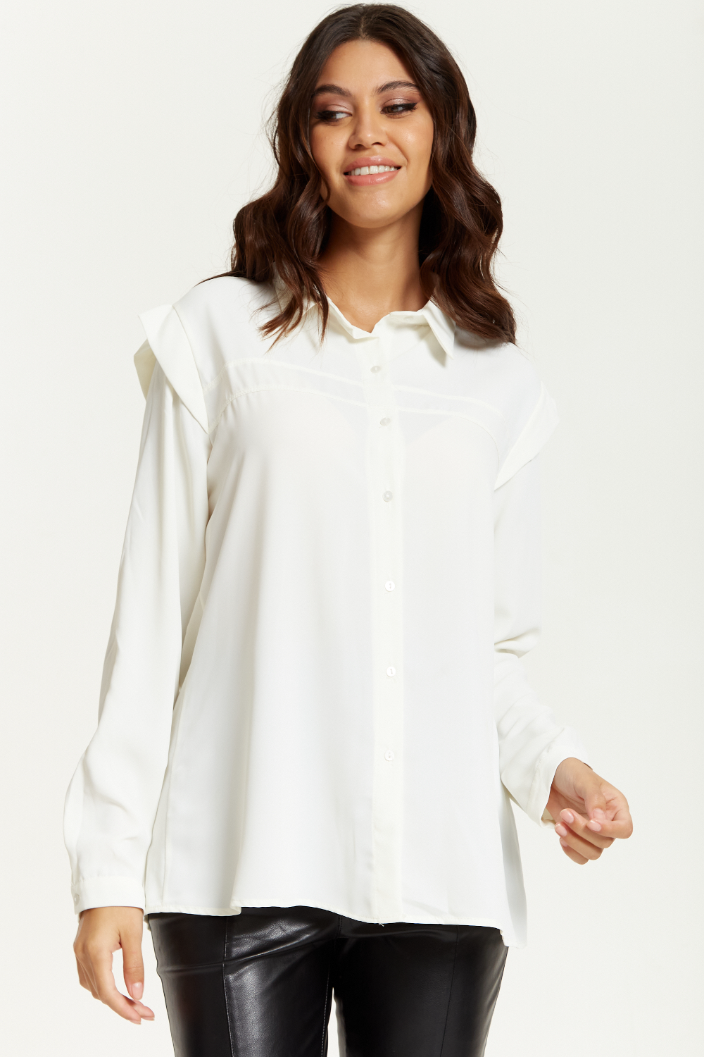 Hoxton Gal Oversized Shoulder Detailed Long Sleeves Shirt